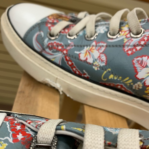 Roberto Cavalli Floral Low Leather Sneakers Sz 45 - Picture 6 of 15
